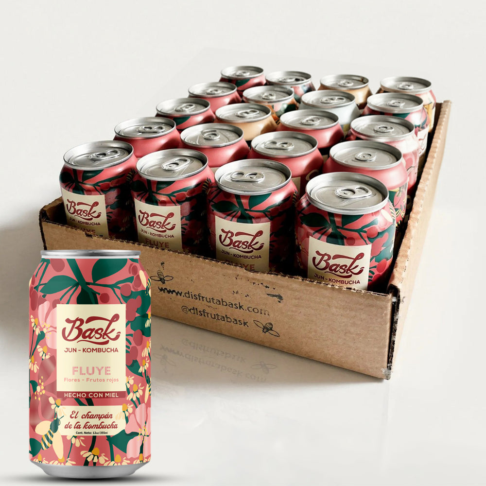 Fluye Jun Kombucha de Flores con Frutos rojos 355ml - Pack de 24 latas