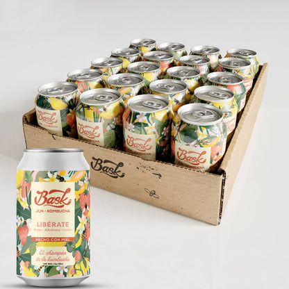Libérate Jun Kombucha de Fresa, Limón y Albahaca 355ml - Pack de 24 latas
