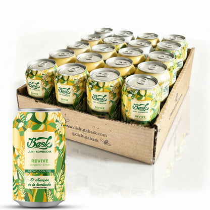 Revive Jun Kombucha de Jengibre con Limón 355ml - Pack de 24 latas
