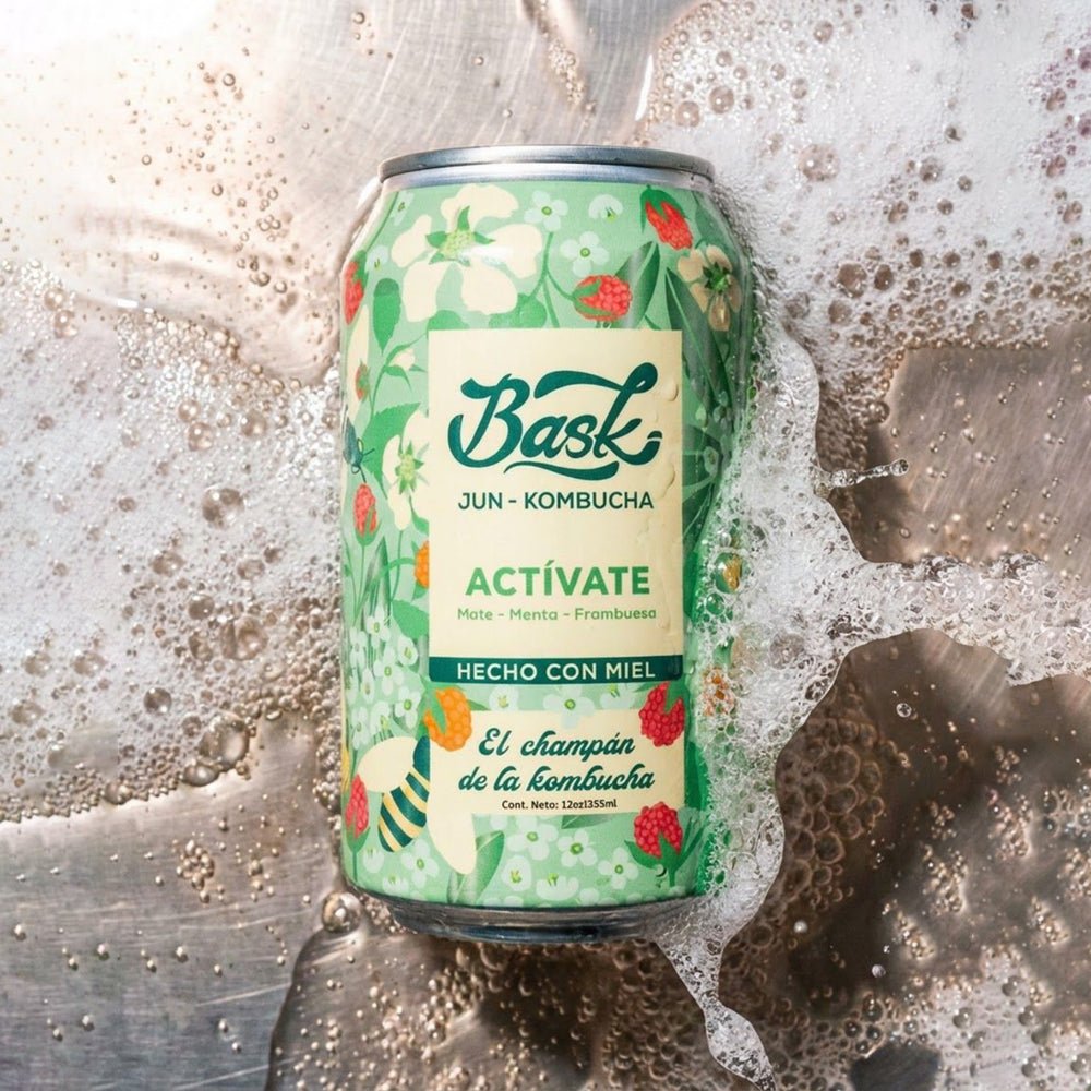 Actívate Jun Kombucha de Mate, Menta y Frambuesa 355ml - Pack de 24 latas - disfrutabask