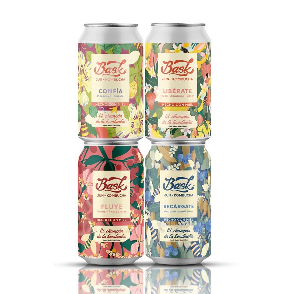 Calma y Balance Kit BASK Jun Kombucha - Pack de 24 latas - disfrutabask