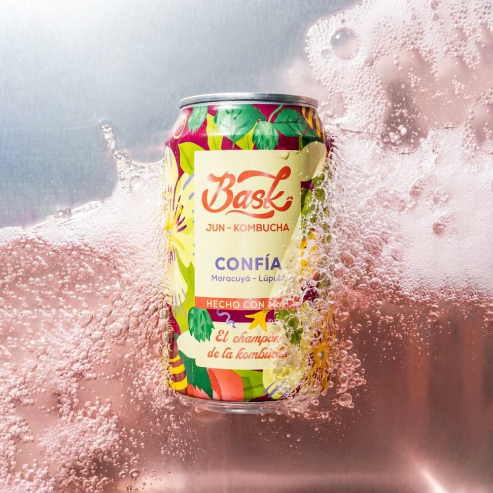 Confía Jun Kombucha de Maracuyá y Lúpulo 355ml - Pack de 24 latas - disfrutabask