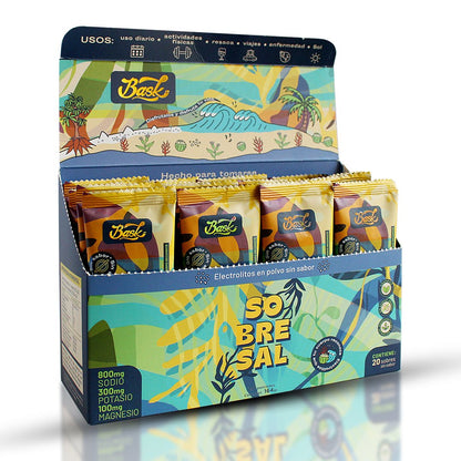 Electrolitos biodisponibles en polvo Caja Sin sabor 20 sobres individuales - disfrutabask