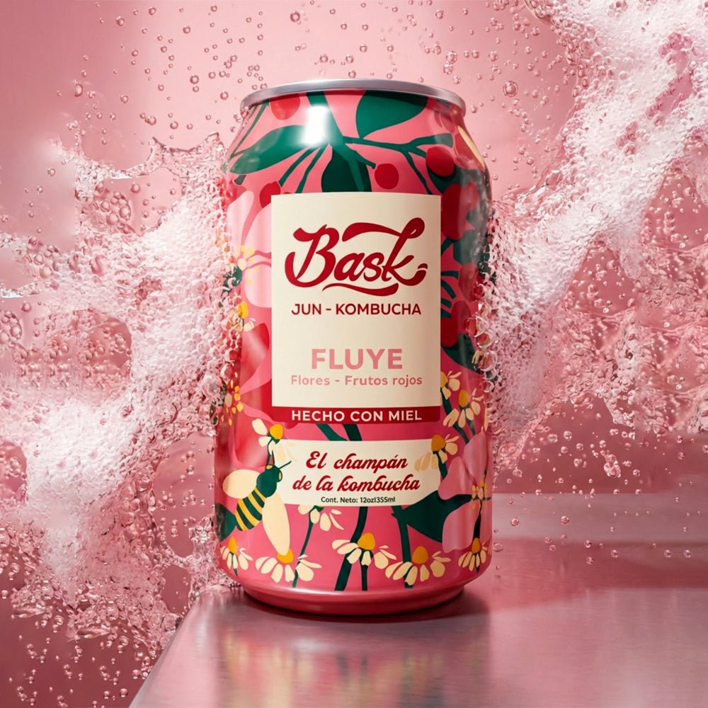 Fluye Jun Kombucha de Flores con Frutos rojos 355ml - Pack de 24 latas - disfrutabask