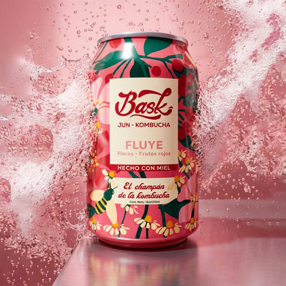 Fluye Jun Kombucha de Flores con Frutos rojos 355ml - Pack de 24 latas - disfrutabask