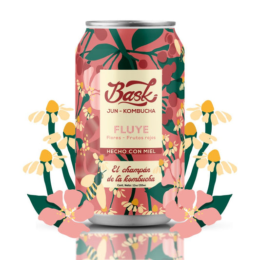 Fluye Jun Kombucha de Flores con Frutos rojos 355ml - Pack de 24 latas - disfrutabask