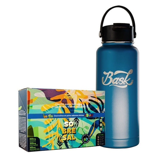 Kit Hidratación en todos lados Caja Mixta 20 sobres y Termo 950ml - disfrutabask