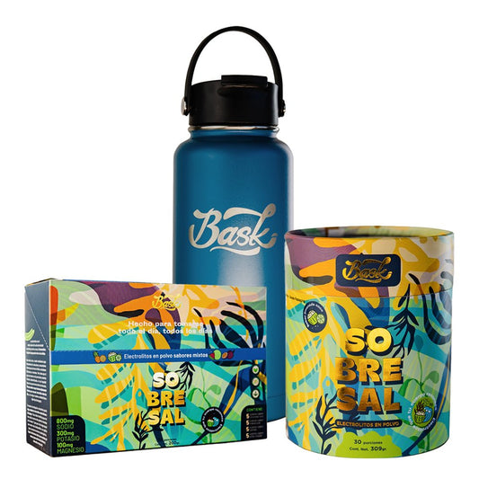 Kit Hidratante Tubo 300gr, Caja Mixta 20 sobres y Termo 950ml - disfrutabask