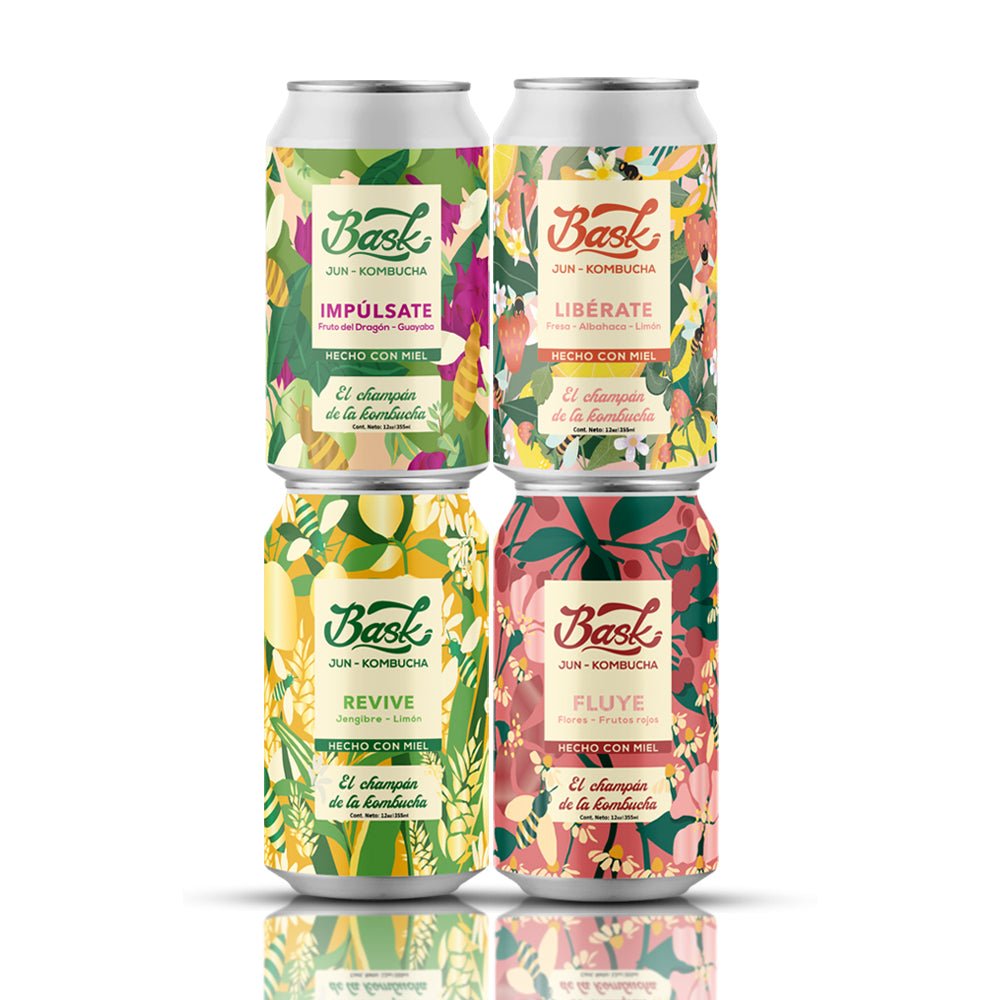 La Esencial Kit BASK Jun Kombucha - Pack de 24 latas - disfrutabask