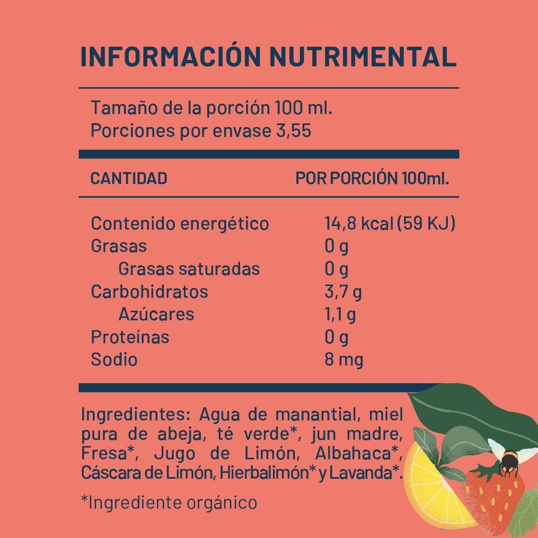 Libérate Jun Kombucha de Fresa, Limón y Albahaca 355ml - Pack de 24 latas - disfrutabask