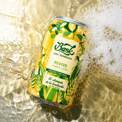 Revive Jun Kombucha de Jengibre con Limón 355ml - Pack de 24 latas - disfrutabask