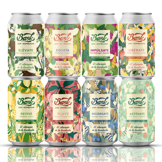 Ritual completo Kit BASK Jun Kombucha - Pack de 24 latas - disfrutabask